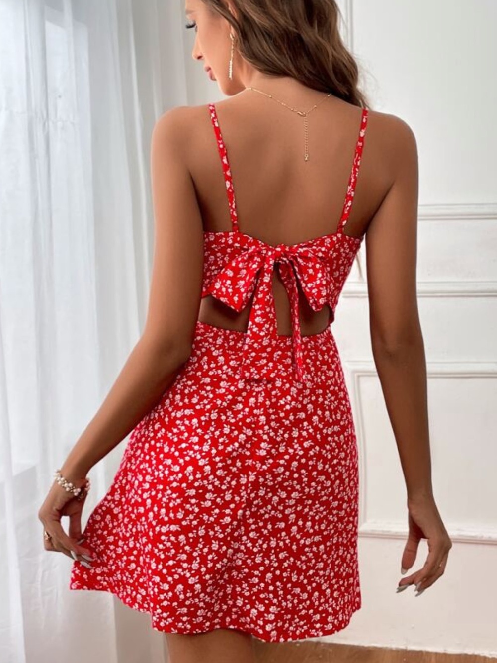 SHEIN• Floral Tie-Back Dress